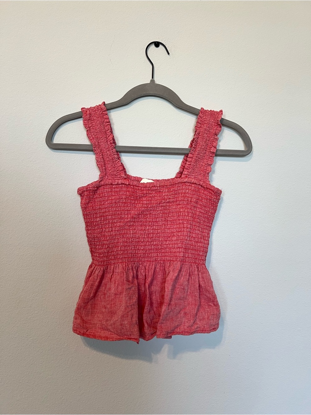 Maeve by Anthropology Pink/ Red Shirred Tank Top